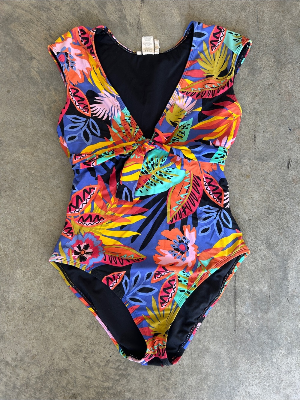 Bleu Rod Beattie Vibrant Tropical Knot-Front One-Piece